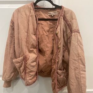 Free People quilted oversized jacket with velvet lining - dusty pink
